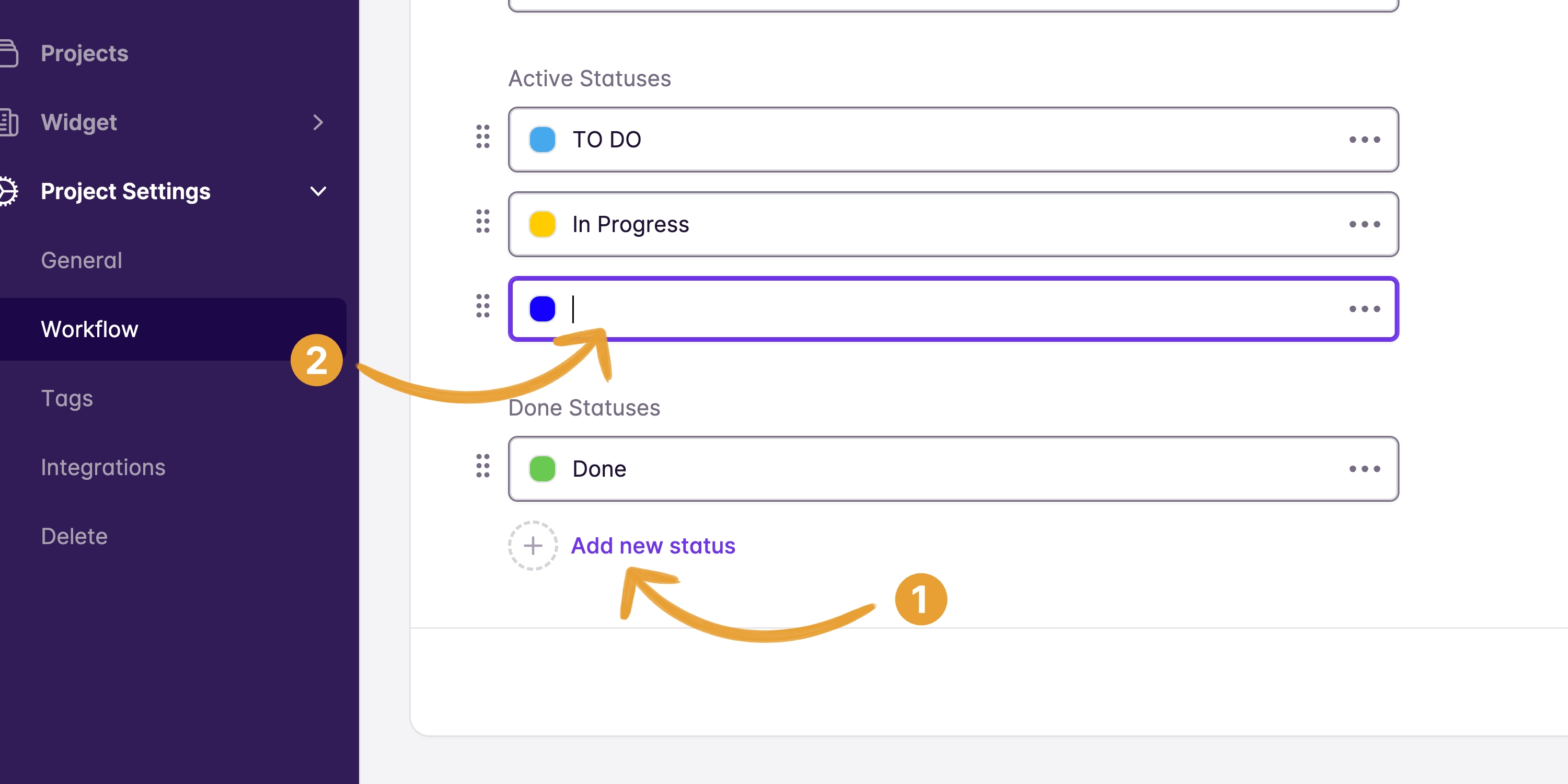 Adding new workflow status