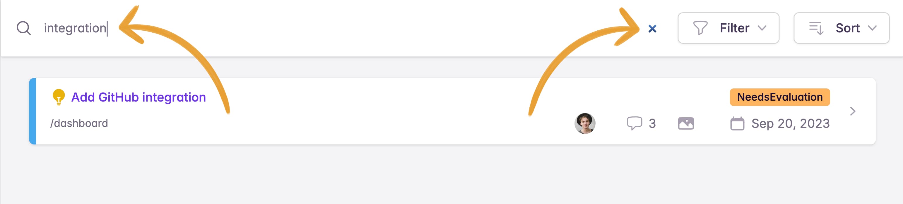 Filtering feedback by keyword
